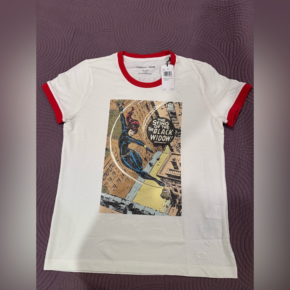 Coach Marvel White Tee with Red Trim